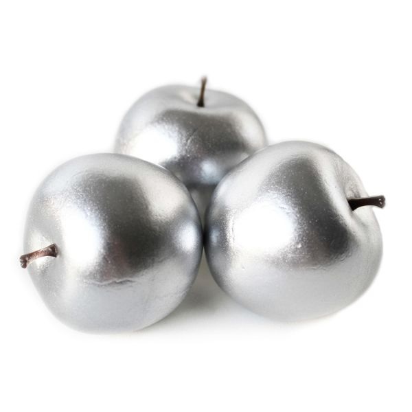Jablka pvc 6ks 5cm stříbrná
